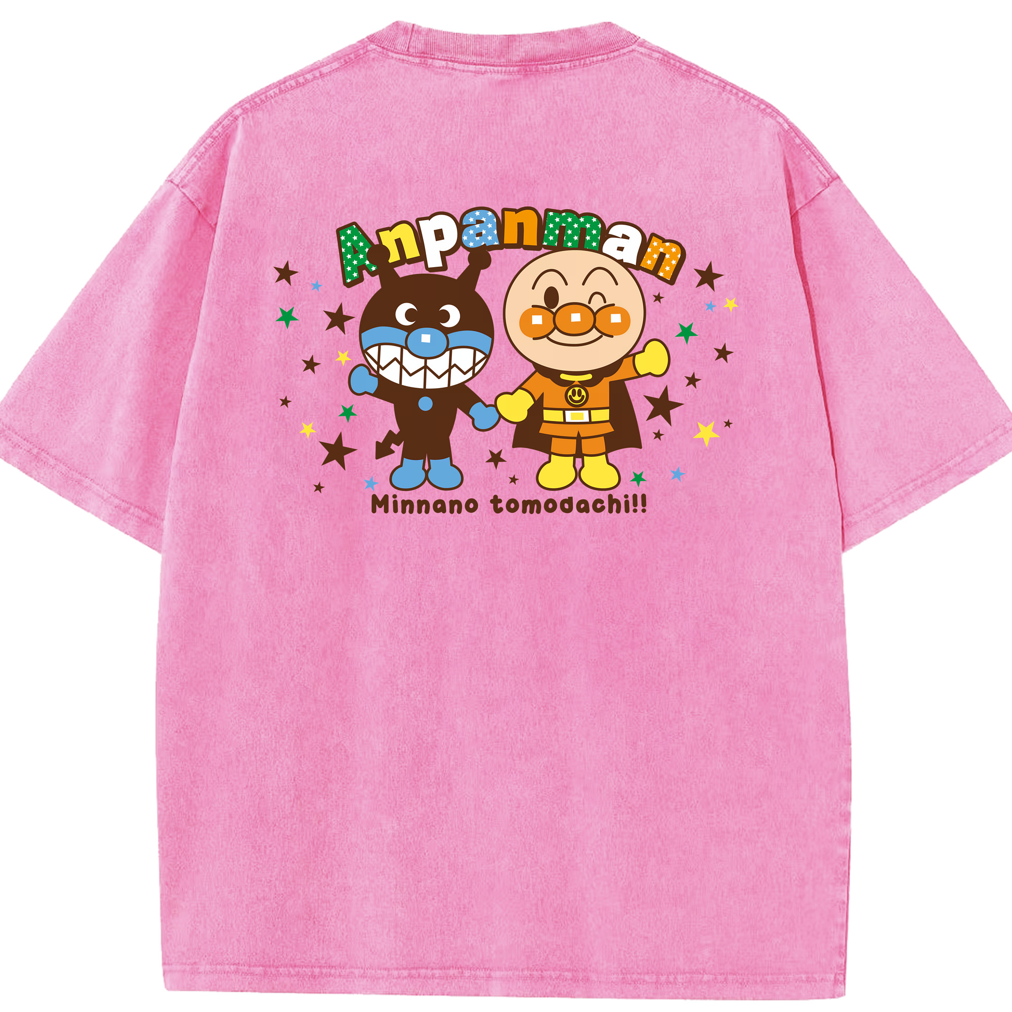 （画像用） アンパンマン Anpanman 綿100% ヴィンテージ風 半袖Tシャツ（背面プリント）